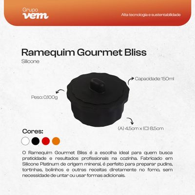 Ramequim Gourmet Bliss com Tampa 150ml Vermelho em Silicone