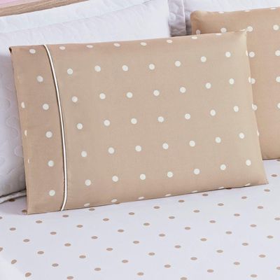 Jogo De Cama Lençol 200 Fios Petit Poá Casal Padrão 03 Peças - Caqui