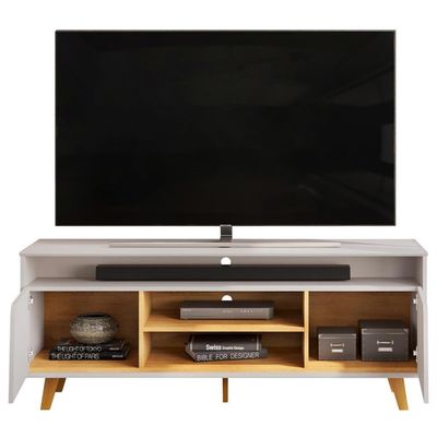 Rack Para Sala De Estar Tv 60 Pol Pés Retrô Eva D05 Bali Cedro - Lyam Decor