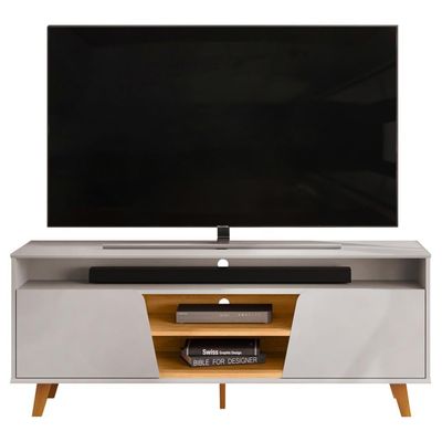 Rack Para Sala De Estar Tv 60 Pol Pés Retrô Eva D05 Bali Cedro - Lyam Decor