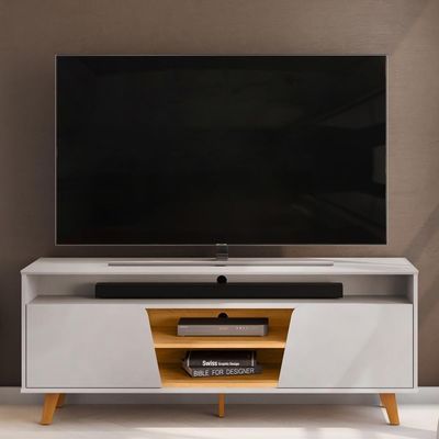 Rack Para Sala De Estar Tv 60 Pol Pés Retrô Eva D05 Bali Cedro - Lyam Decor