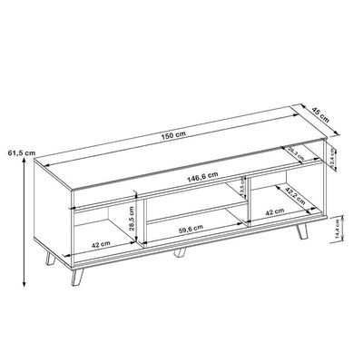 Rack Para Sala De Estar Tv 60 Pol Pés Retrô Eva D05 Bali Cedro - Lyam Decor