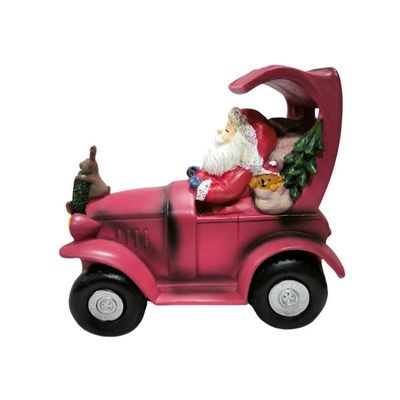 Enfeite Carro Papai Noel Resina Vermelho Grillo
