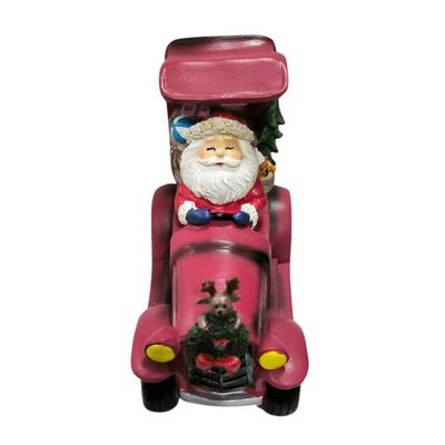 Enfeite Carro Papai Noel Resina Vermelho Grillo