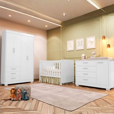 Jogo De Quarto Para Bebe Zaki E Katatau Branco - Moveisaqui