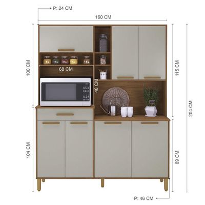 Armário De Cozinha 1,60mts Braga Freijó / Off White - Indekes
