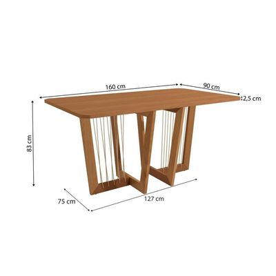 Conjunto Sala De Jantar Dora Em Madeira Maciça 6 Cadeiras Boucle Bege