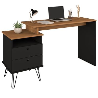 Mesa Para Escritório Escrivaninha Home Office Versa A02 Freijó Preto - Lyam Decor
