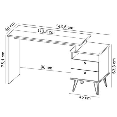 Mesa Para Escritório Escrivaninha Home Office Versa A02 Freijó Preto - Lyam Decor