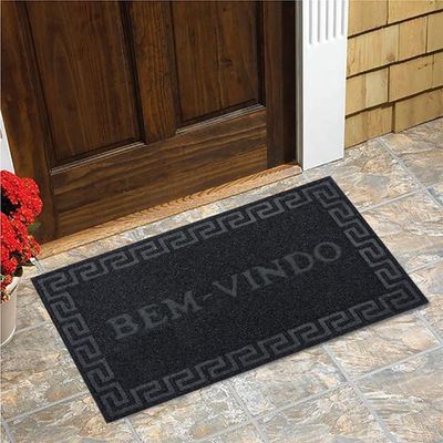 Tapete Entrada Macio Antiderrapante Bem Vindo Decorativo Casa Escritorio Pvc Luxo Preto