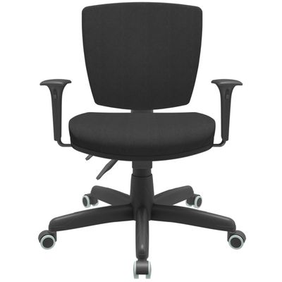 Cadeira de Escritório Executiva Office Base Giratória Preto Baixa Flexi P03 Poliéster Preto - Lyam