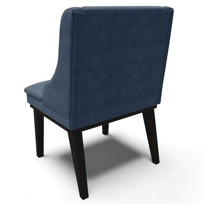 Kit 6 Cadeiras Decorativas Sala de Jantar Base Fixa de Madeira Firenze Suede Azul Marinho/Preto G19 - Gran Belo