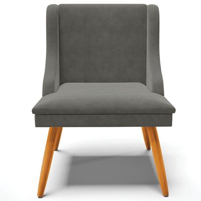 Kit 2 Cadeiras Decorativas Sala de Jantar Pés Palito de Madeira Firenze Suede Grafite/Natural G19 - Gran Belo