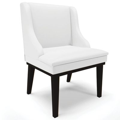 Cadeira Decorativa Sala de Jantar Base Fixa de Madeira Firenze PU Branco Fosco/Preto G19 - Gran Belo