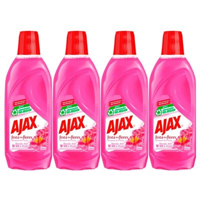 Kit 4 Limpador Diluível Ajax Festa Das Flores Bouquet De Flores 500Ml