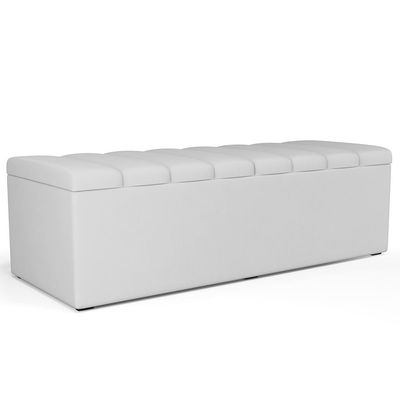 Calçadeira Recamier Baú Para Cama De Casal King Dália 195x50 cm W01 Facto Branco - Lyam