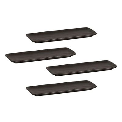 Conjunto de Travessas Retangulares Médias Porto Brasil Orgânico Preto Matte 33x13cm - 4 peças Preto