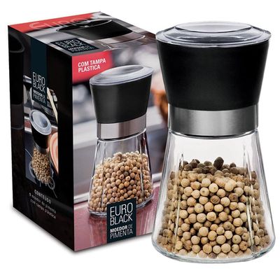 Moedor de Pimenta em Vidro Euro Home Preto