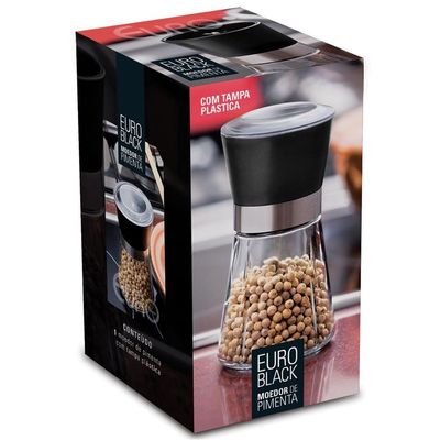 Moedor de Pimenta em Vidro Euro Home Preto