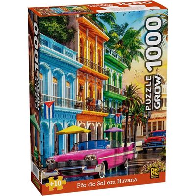 Quebra-Cabeça Por do Sol em Havana 1000 Peças 04571 - Grow