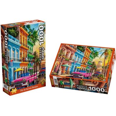 Quebra-Cabeça Por do Sol em Havana 1000 Peças 04571 - Grow