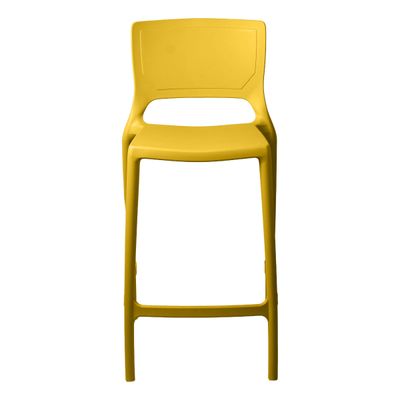 Banqueta Alta Cozinha Amarela Empilhável Urano em Polipropileno Acrilys