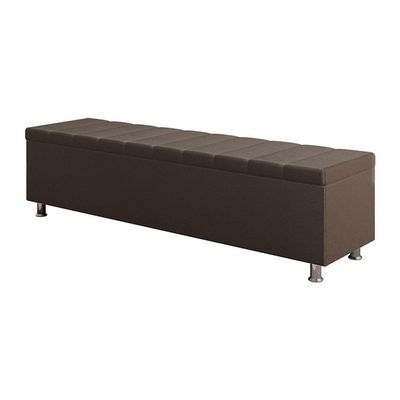 Calçadeira Baú Recamier Estofado King 195 Cm ônix Corino Marrom