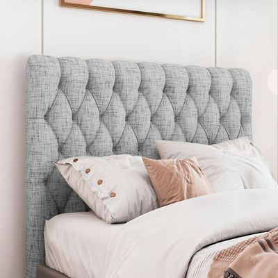 Cabeceira Estofada Queen 160 Cm Topázio Linho Cinza