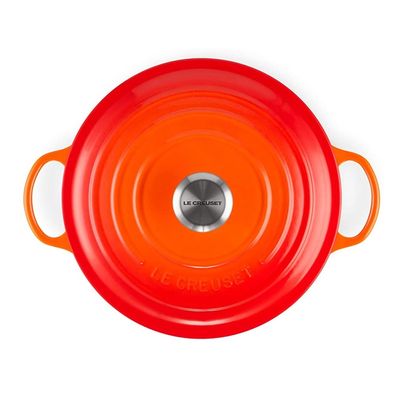 KIT LE CREUSET PANELA MARMITA 26CM E MOLHEIRA 16CM EM FERRO ESMALTADO - Laranja