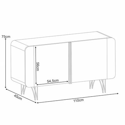 Aparador Buffet Para Sala de Jantar 2 Portas Orgânico Pozzi B01 Off White Cinamomo - Lyam Decor