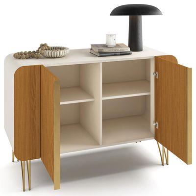 Aparador Buffet Para Sala de Jantar 2 Portas Orgânico Pozzi B01 Off White Cinamomo - Lyam Decor