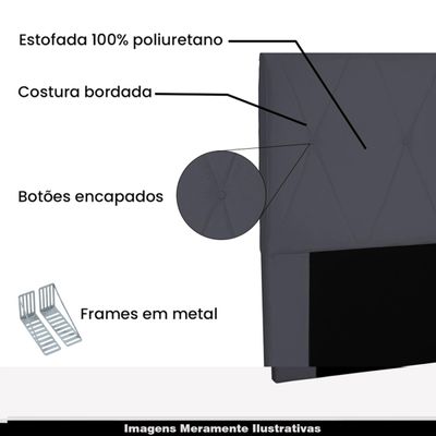 Cabeceira Decorativa 1,40M Yves Suede Cinza - Gran Belo