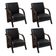 Kit 4 Poltronas 1 Lugar Sevilha Braço Pé Madeira Preto