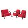 Conjunto Poltrona Sevilha Braço Madeira Suede Vermelho