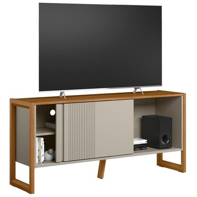 Rack Para Sala De Estar Tv 55 Pol 141cm Golden L05 Nature Off White - Lyam Decor