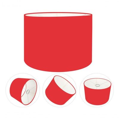Cúpula Abajur E Luminária Cilíndrica Vivare Cp-7018 ø40x25cm - Bocal Nacional Vermelho