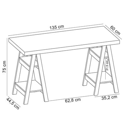 Mesa Para Escritório Escrivaninha Home Office Art A02 Olmo Branco - Lyam Decor