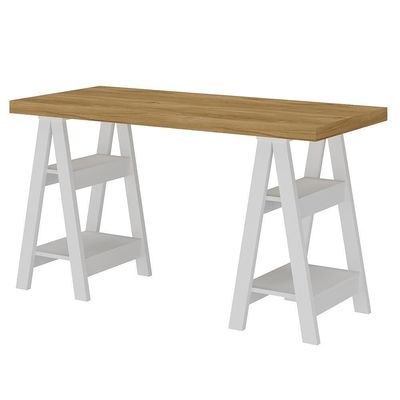 Mesa Para Escritório Escrivaninha Home Office Art A02 Olmo Branco - Lyam Decor