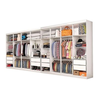 Closet Casal Duplo Rubi Premium 16 Portas Plus 8 Gavetas Branco