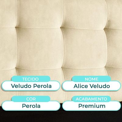 Cabeceira Estofada King Alice Nature Veludo Perola 193x136