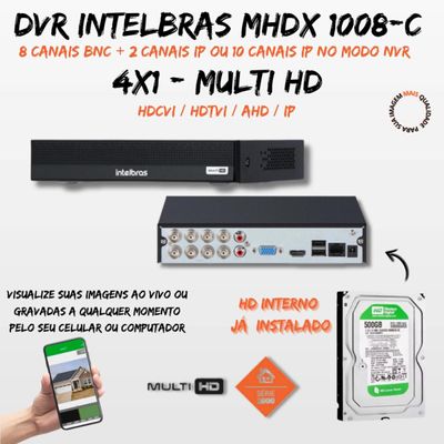 Kit 8 Câmeras Segurança Color 1080p 2.8mm Dvr Intelbras 1tb