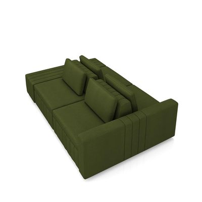 Sofá Ilha com Encosto e Almofadas Móveis Olimpo 265cm Modulado Linho Verde G45 - Gran Belo