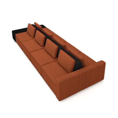 Sofá Ilha com Encosto e Almofadas Móveis Olimpo 465cm Modulado Linho/PU Terracota/Preto G45 - Gran Belo