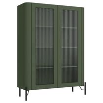 Cristaleira Sala De Jantar 2 Portas Vidro Pés Industrial Preto Naim I03 Musgo - Lyam Decor