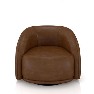 Poltrona Decorativa Jenny Base Giratória em Metal Preto PU Marrom G45 - Gran Belo