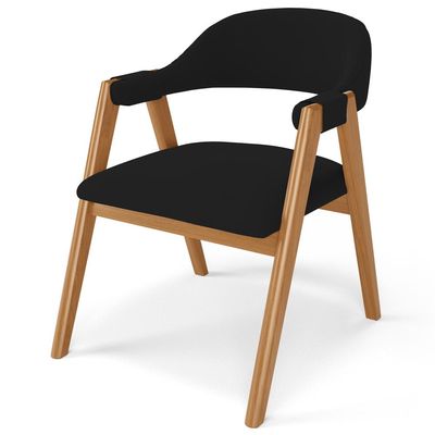Kit 02 Cadeiras de Jantar e Estar Living Estofada Nadja L02 Suede Preto - Lyam Decor