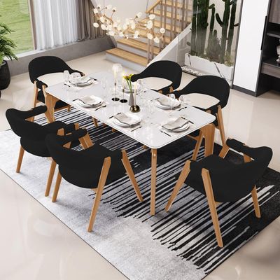 Kit 02 Cadeiras de Jantar e Estar Living Estofada Nadja L02 Suede Preto - Lyam Decor