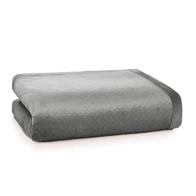 Cobertor King de Sherpa e Flanel Fleece Karsten 290x260 cm Eliot Metal King / Cinza