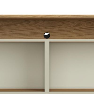 Rack Para Sala de Estar TV 75 Pol 4 Portas Brise 220cm Pés Dourado Clio I03 Louro Luna - Lyam