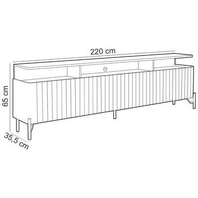 Rack Para Sala de Estar TV 75 Pol 4 Portas Brise 220cm Pés Dourado Clio I03 Louro Luna - Lyam